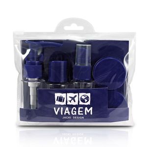 Kit de Frascos para Viagem 7 Peças Azul - Jacki Design