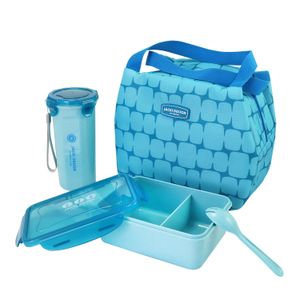 Kit Fitness 4 Peças Bolsa Térmica Azul Elementos - Jacki Design