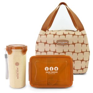 Kit Fitness 4 Peças Bolsa Térmica Bege Elementos - Jacki Design