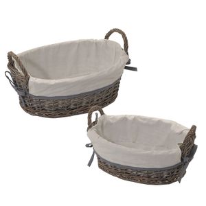 Kit de Cestas Rattan Oval 2 Peças Creme e Marrom - Espressione