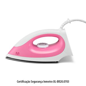 Ferro de Passar Roupa a Seco 1200w Branco e Rosa - Multi