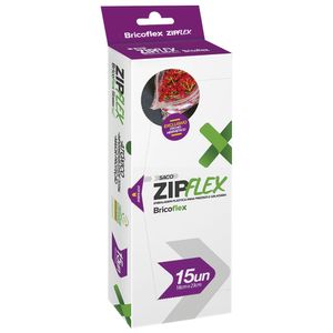 Saco Hermético para Alimento Duplo Fecho Zip Flex 15 Unidades - Bricoflex