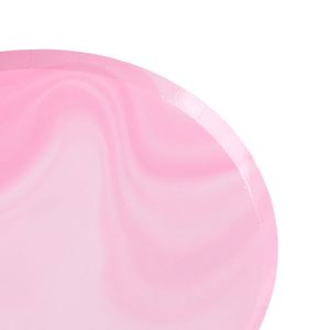 Prato Descartável Marmorizado com 8 Unidades 18cm Rosa Bebê - Silver Plastic