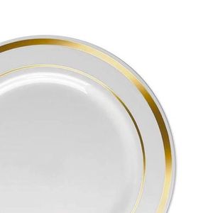 Prato de Sobremesa Descartável com 6 Unidades 15cm Borda Dourada - Silver Plasti