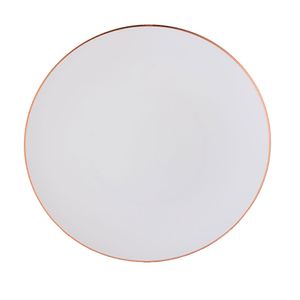 Prato Descartável com 6 Unidades 26cm Branco Fio Rose Gold - Silver Plastic