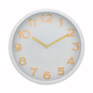Relógio de Parede 30cm Branco e Dourado - Espressione