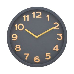 Relógio Parede 30cm Cinza Dourado