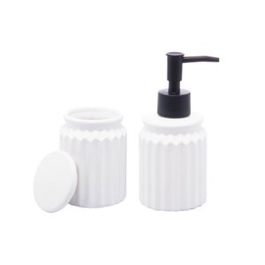 Kit Banheiro 2 Peças Stripes Branco - Lyor