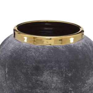 Vaso de Cerâmica 17cm Cinza e Dourado - Espressione