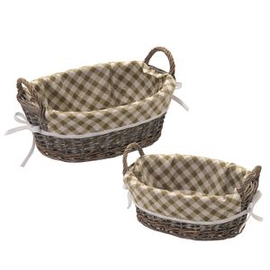 Kit de Cestas Rattan Oval 2 Peças Cinza e Branco - Espressione