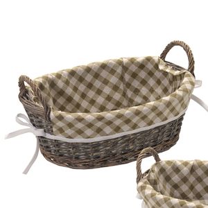 Kit de Cestas Rattan Oval 2 Peças Cinza e Branco - Espressione