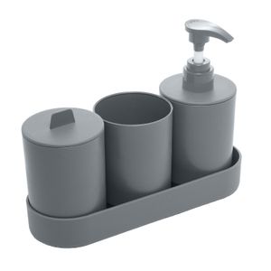 Kit Banheiro 4 Peças Cinza - Lyor
