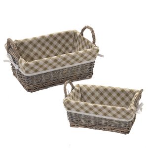 Kit de Cestas Rattan Retangular 2 Peças Cinza e Branco - Espressione