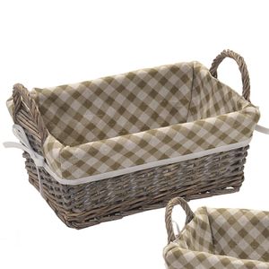 Kit de Cestas Rattan Retangular 2 Peças Cinza e Branco - Espressione
