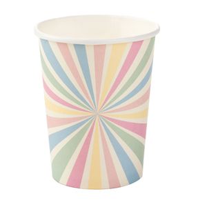 Copo Papel Listras Candy 10 Unidades 270mL Colorido - Silver Plastic