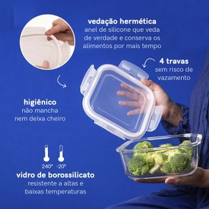 Pote Hermético Quadrado 1,2l Transparente - Oikos