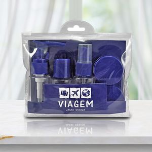 Kit de Frascos para Viagem 7 Peças Azul - Jacki Design