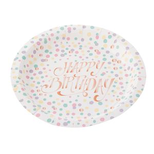 Prato Descartável Happy Birthday 10 Unidade 18cm Candy - Silver Plastic
