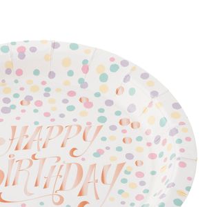 Prato Descartável Happy Birthday 10 Unidade 18cm Candy - Silver Plastic