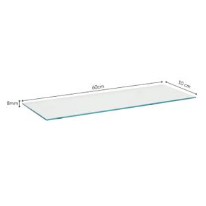 Prateleira Vetro 10x60cm com Suporte Cromado - Prat-k