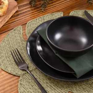Prato de Sobremesa Organic De Cerâmica 20cm Preto - Copa&cia