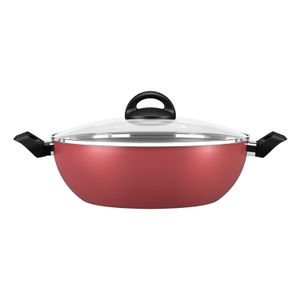 Panela Wok Chilli com Tampa de Vidro e Alças 28cm 4,1l Cereja - Brinox