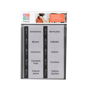 Kit de Etiquetas Adesivas para Organização De Closet Masculino 20 Peças - Pratic