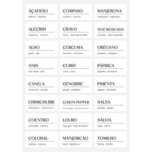 Kit de Etiquetas Adesivas para Organização De Tempero e Mantimentos 56 Unidades