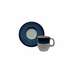 Xícara de Café com Pires 80mL Cilíndrica Azul Boreal - Schmidt