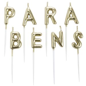 Vela para Aniversário de Parabéns Dourada - Silver Plastic