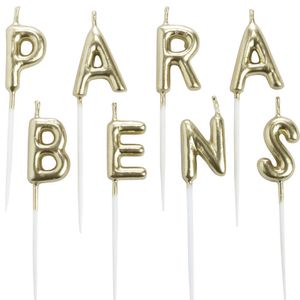 Vela para Aniversário de Parabéns Dourada - Silver Plastic