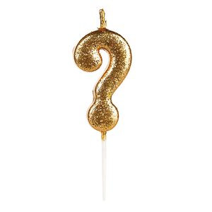 Vela de Aniversário Ponto De Interrogação Dourada - Silver Plastic