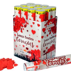 Lança Confetes de Corações 30cm Vermelho - Silver Plastic