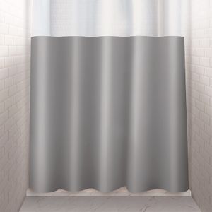 Cortina para Box de Banheiro com Visor 2x1,35m Cinza - Plast Leo