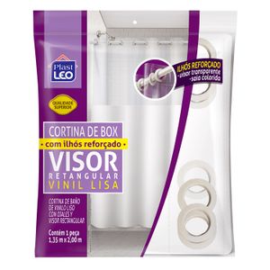 Cortina para Box de Banheiro com Visor 2mx1,35m Branco - Plast Leo