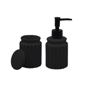 Kit para Banheiro 2 Peças de Cerâmica Stripes Preto - Lyor