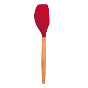Espátula de Silicone com Cabo De Bambu Reta 32cm Vermelha - Oikos