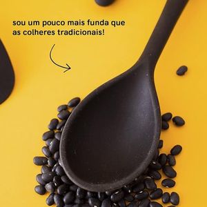 Colher de Silicone 28cm Preta - Mozcada