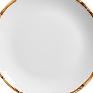 Prato de Cerâmica Branco Bambu