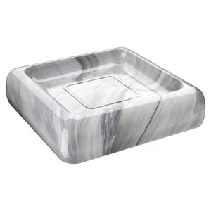 Saboneteira de Plástico Quadrada Mármore 10cm Branca - Coza