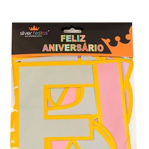 Faixa Decorativa Feliz Aniversário Colorida - Silver Plastic