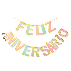 Faixa Decorativa Feliz Aniversário Colorida - Silver Plastic