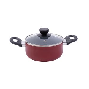 Caçarola Antiaderente com Tampa de Vidro 18cm Vermelha - Oikos