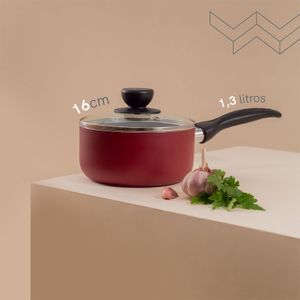 Panela Antiaderente 16cm Vermelha - Oikos