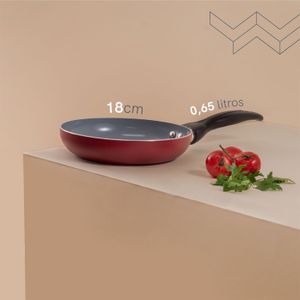 Frigideira Antiaderente 18cm Vermelha - Oikos