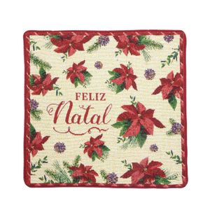 Capa de Almofada Feliz Natal Flores 45x45cm - Espressione Christmas