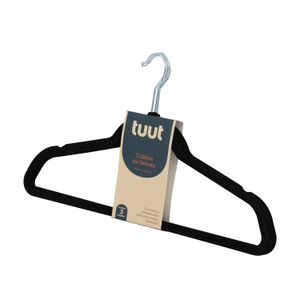 Cabide de Veludo 3 Peças Preto - Tuut