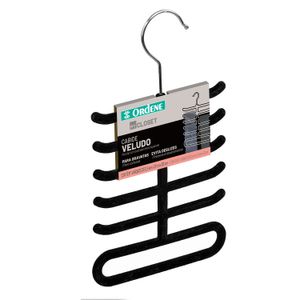 Cabide de Veludo para Gravatas Preto - Ordene
