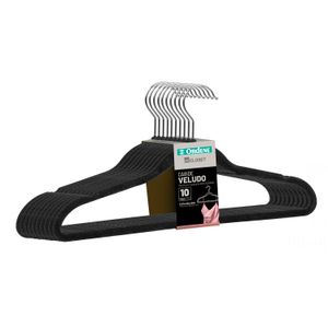 Kit 10 Cabides de Veludo Preto - Ordene