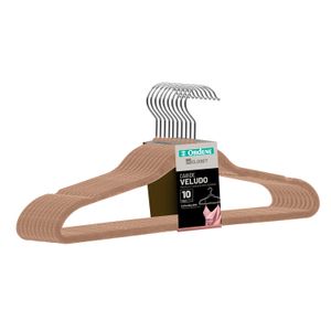Kit 10 Cabides de Veludo Bege - Ordene